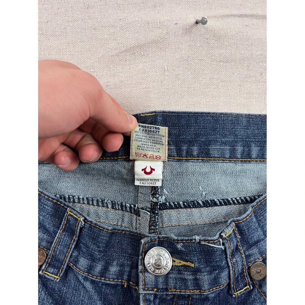 True Religion Billy Super T Jeans Mens 38 Blue Dark‎ Wash Corduroy Flap Pockets